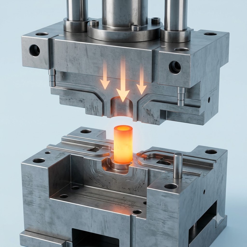 Closed Die Tooling Schematic and Compressive Flow